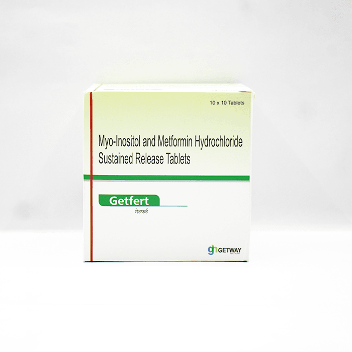 Getfert | TAB Myo-Inositol 600mg + METFORMIN Hcl 500mg (SR) ( Bilayered ) | by Getway healthcare