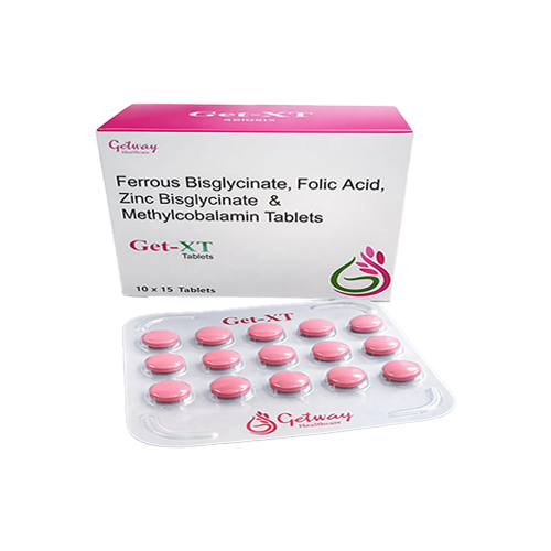 Get-XT | "Tablets Ferrous Bisglycinate 60 Mg + Zinc Bisglycinate 15 Mg+ Folic Acid 1.5mg +Mecthylcobalamin 500 Mg Tablets" | by Getway healthcare