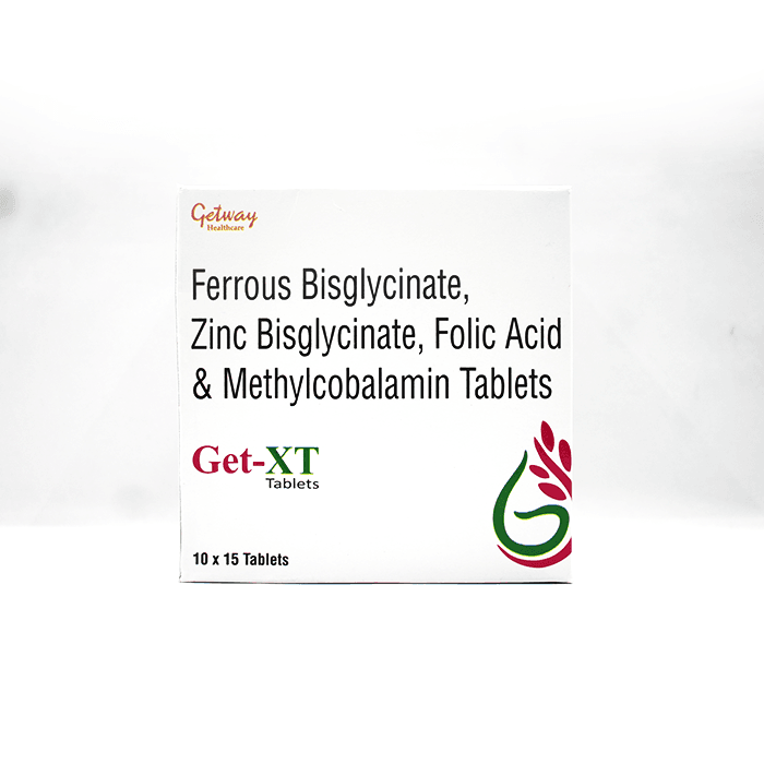 Get-XT | "Tablets Ferrous Bisglycinate 60 Mg + Zinc Bisglycinate 15 Mg+ Folic Acid 1.5mg +Mecthylcobalamin 500 Mg Tablets" | by Getway healthcare