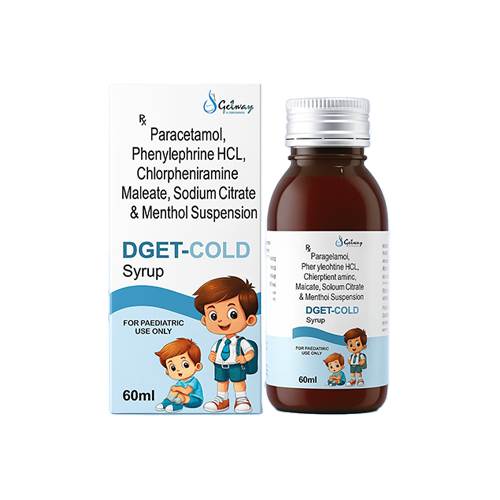 DGET-Cold Syrup | Paracetamol, Phenylephrine HCL, Chlorpheniramine Maleate, Sodium Citrate & Menthol Suspension | by Getway healthcare